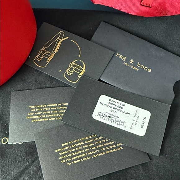 Rag & Bone Leather Crossbody w/Top Handle "Barrow" Binocular Bag in Fiery Red - Picture 5 of 16